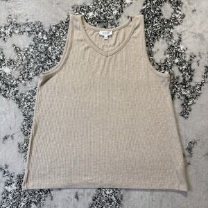 Haven Well Within Top Womens Size L Tan Rayon Blend Tank‎ V Neck Athleisure